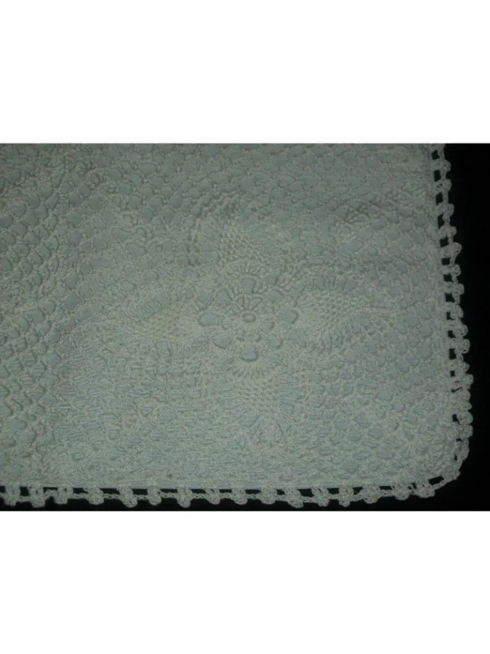 Handmade White Crochet Lace Floral Pattern Doily Square 14x14